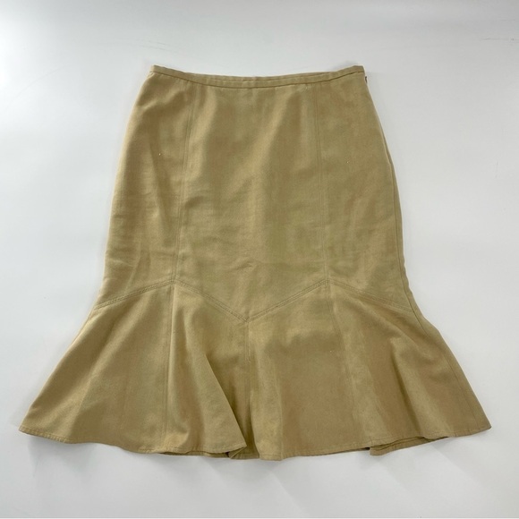 Faux suede Ann Taylor LOFT faux suede tulip hem skirt Brown Taupe Size 10 - Picture 1 of 7